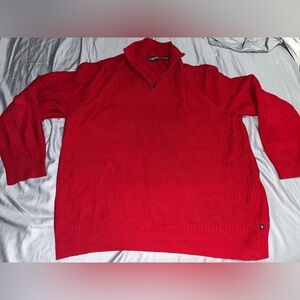 Men's Knit XXL Vibrant Red Chaps Quarter Zip Pullover Jacket